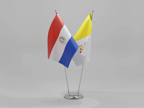 Vatikanstadt Paraguay Kooperationsflaggen Weißer Hintergrund Render — Stockfoto