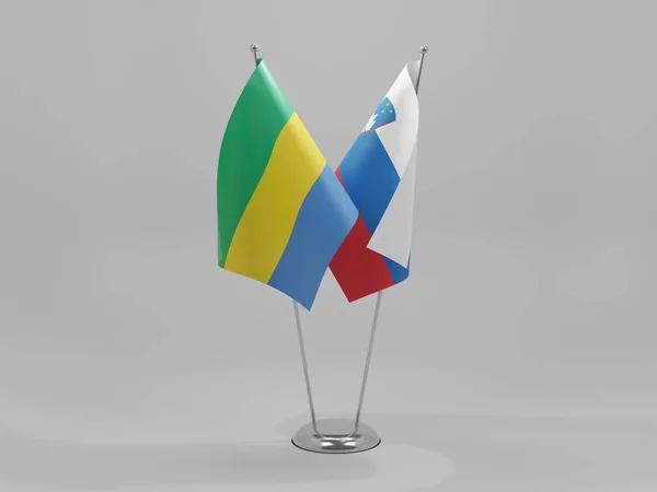 Slovenia Gabon Cooperation Flags White Background Render — стокове фото