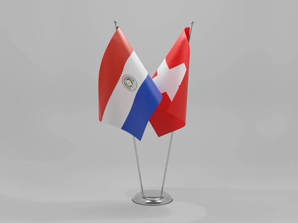 Schweiz Paraguay Kooperationsfahnen Weißer Hintergrund Render — Stockfoto