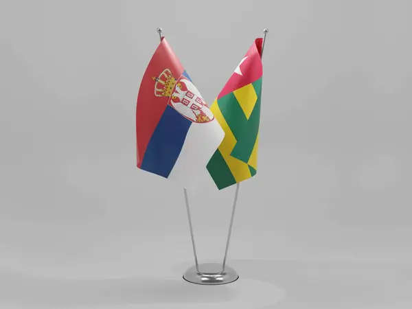 Togo Banderas Cooperación Serbia Fondo Blanco Render — Foto de Stock