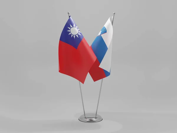 Slovenië Taiwan Samenwerkingsvlaggen Witte Achtergrond Render — Stockfoto