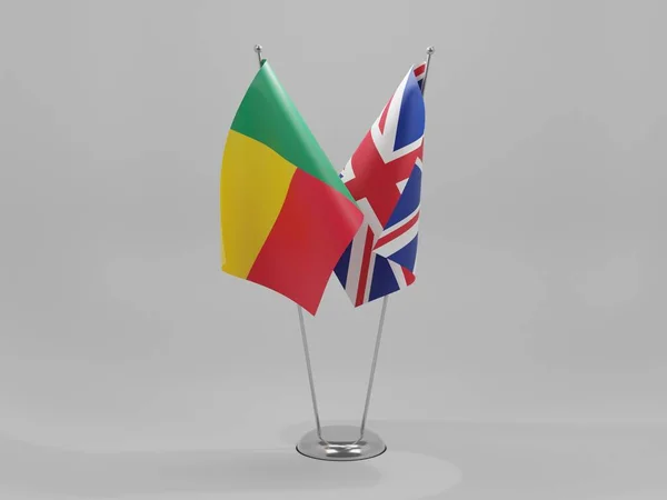 Reino Unido Banderas Cooperación Benin Fondo Blanco Render — Foto de Stock