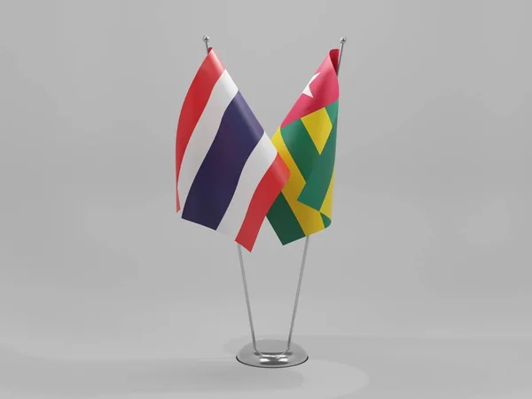 Togo Thailand Samarbete Flaggor Vit Bakgrund Render — Stockfoto