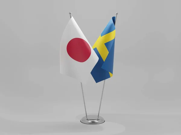 Sweden Japan Cooperation Flags White Background Render — стокове фото