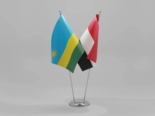 Yémen Drapeaux Coopération Rwanda Fond Blanc Render — Photo