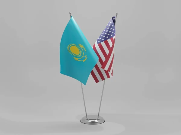 アメリカ カザフスタン協力旗 3Dレンダリング — ストック写真