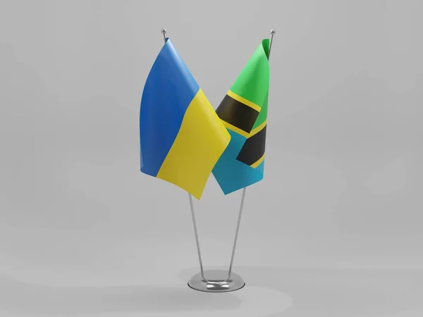 Tansania Ukraine Kooperationsfahnen Weißer Hintergrund Render — Stockfoto