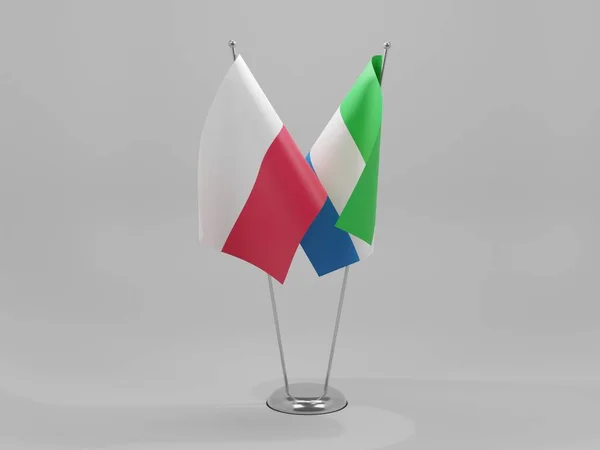 Sierra Leone Pologne Drapeaux Coopération Fond Blanc Render — Photo