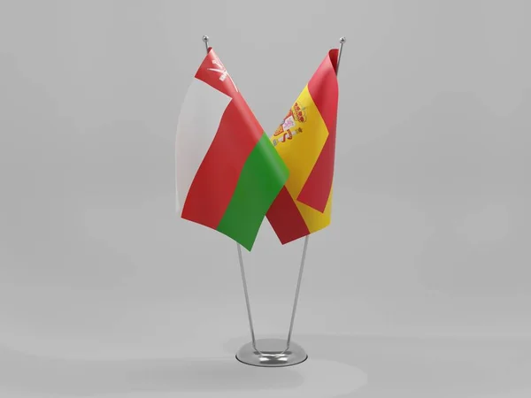 스페인 Oman Cooperation Flags White Background Render — 스톡 사진