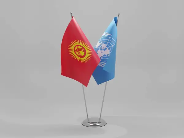 Onz Kirgistan Flagi Współpracy Białe Tło Render — Zdjęcie stockowe
