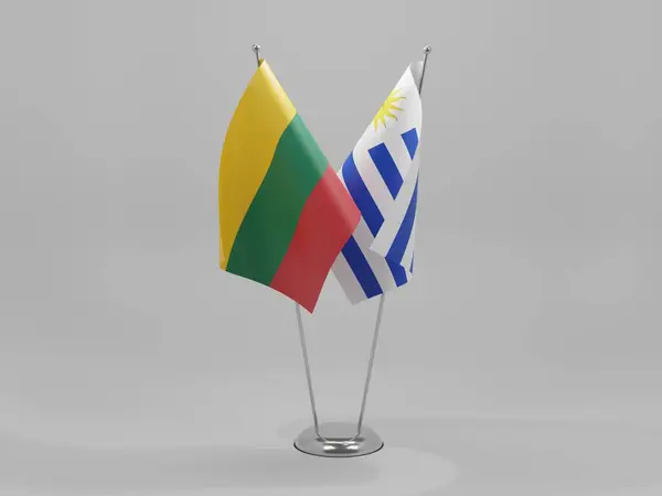 Uruguay Litauen Kooperationsfahnen Weißer Hintergrund Render — Stockfoto