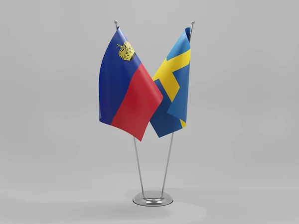 Sweden Liechtenstein Cooperation Flags White Background Render — Stock Photo, Image