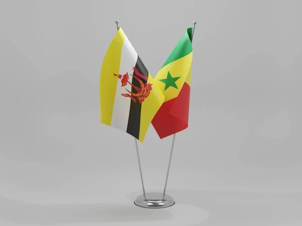 Senegal Brunei Kooperationsfahnen Weißer Hintergrund Render — Stockfoto
