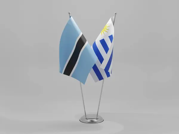 Urugwaj Botswana Flagi Współpracy Białe Tło Render — Zdjęcie stockowe