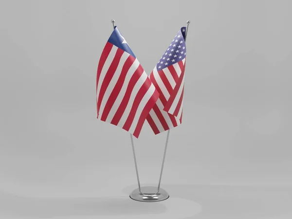 Vereinigte Staaten Von Amerika Liberia Kooperationsflaggen Weißer Hintergrund Render — Stockfoto