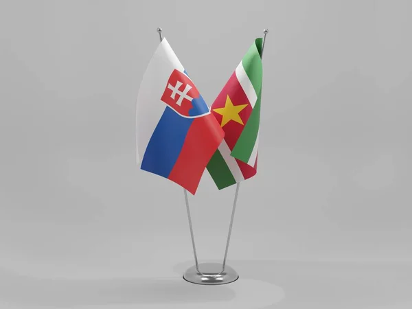 Suriname Slovakia Cooperation Flags White Background Render — Stock Photo, Image