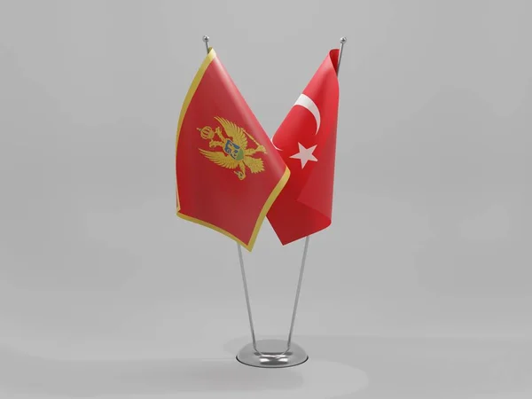 Turchia Montenegro Bandiere Cooperazione Sfondo Bianco Render — Foto Stock