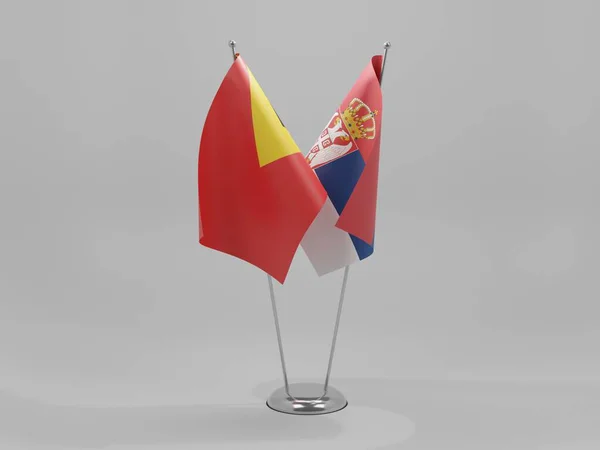 Serbia Banderas Cooperación Timor Oriental Fondo Blanco Render — Foto de Stock