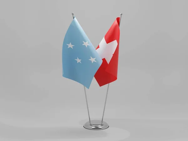 Zwitserland Micronesië Samenwerking Vlaggen Witte Achtergrond Render — Stockfoto