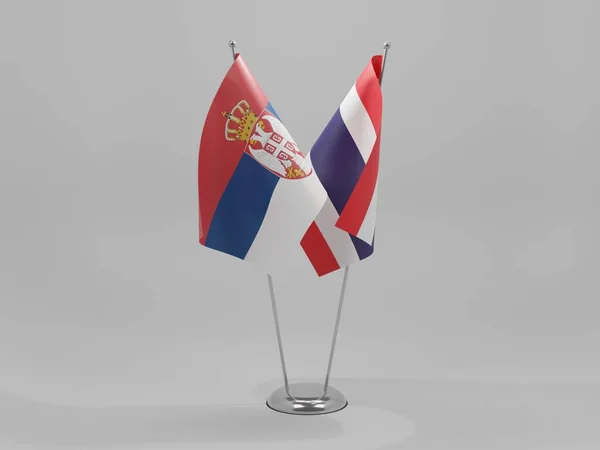 Tailândia Sérvia Bandeiras Cooperação Fundo Branco Render — Fotografia de Stock