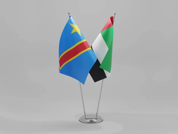 Ηνωμένα Αραβικά Εμιράτα Λαϊκή Δημοκρατία Του Κονγκό Σημαίες Συνεργασίας Λευκό — Φωτογραφία Αρχείου