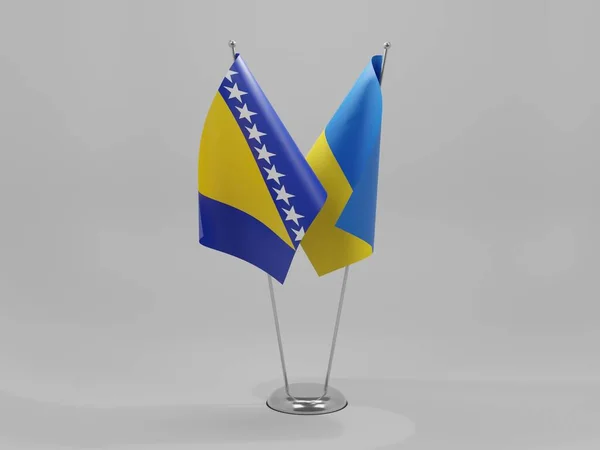 Україна Боснія Герцеговина Співпраця Прапори Білий Фон Рендер — стокове фото