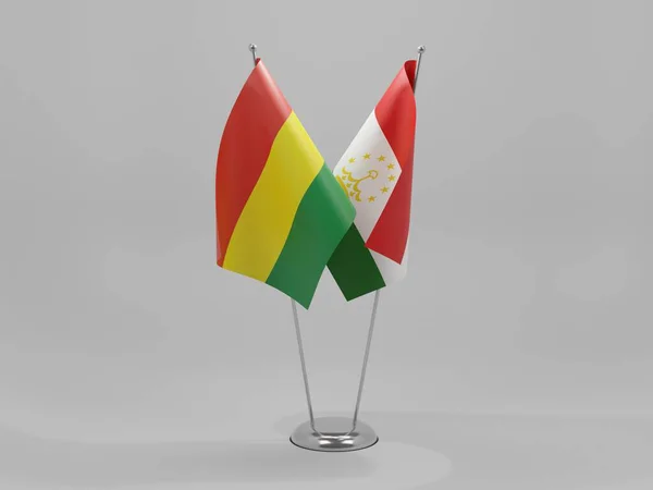 Σημαίες Συνεργασίας Τατζικιστάν Βολιβία Λευκό Φόντο Render — Φωτογραφία Αρχείου