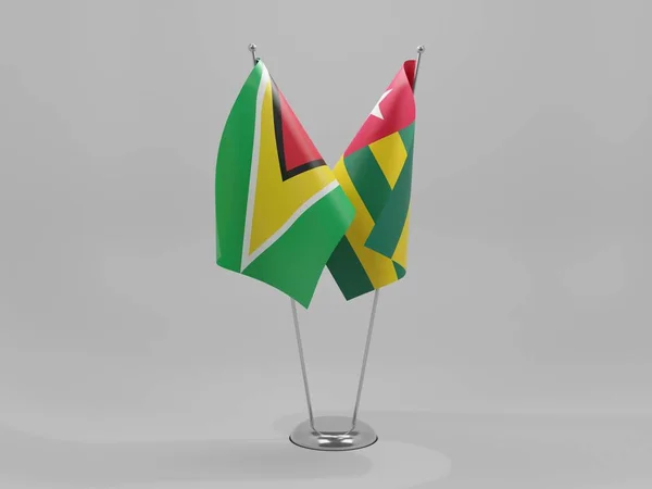 Togo Guyana Cooperation Flags White Background Render — Stock Photo, Image