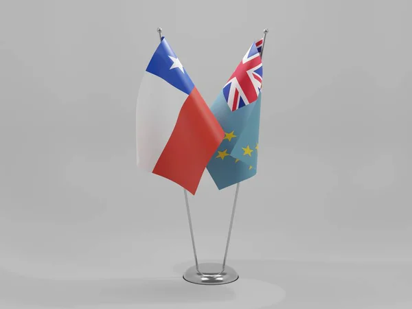 Tuvalu Drapeaux Coopération Chili Fond Blanc Render — Photo