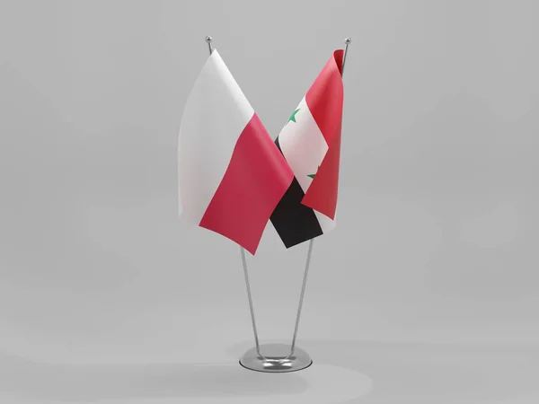 Συρία Πολωνία Σημαίες Συνεργασίας Λευκό Φόντο Render — Φωτογραφία Αρχείου