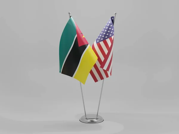Estados Unidos América Banderas Cooperación Mozambique Fondo Blanco Render — Foto de Stock