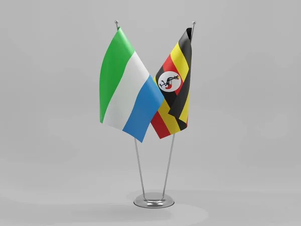 Uganda Sierra Leone Cooperation Flags White Background Render — Stock Photo, Image