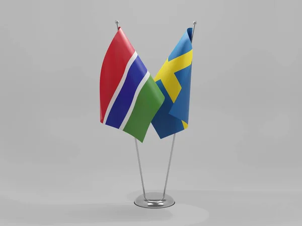 Szwecja Gambia Flagi Współpracy Białe Tło Render — Zdjęcie stockowe