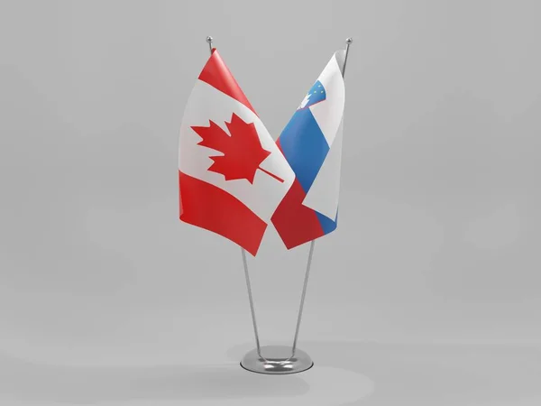 Slowenien Kanada Kooperationsflaggen Weißer Hintergrund Render — Stockfoto