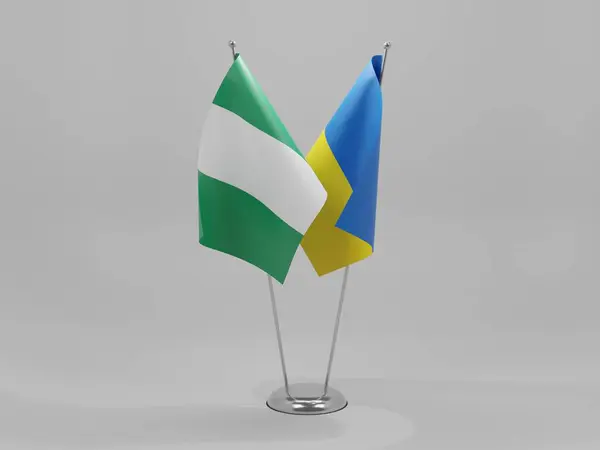 Ucraina Nigeria Bandiere Cooperazione Sfondo Bianco Render — Foto Stock