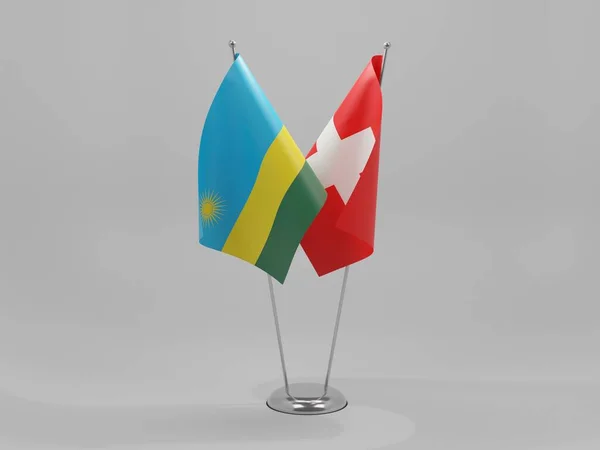 Switzerland Rwanda Cooperation Flags White Background Render — Stock Photo, Image