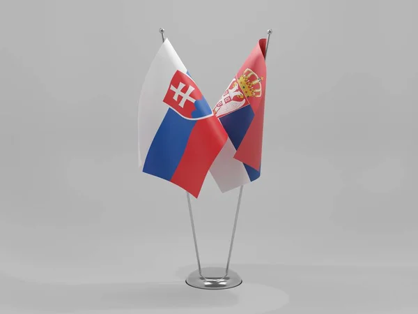 Сербія Словаччина Прапори Співробітництва Білий Фон Рендер — стокове фото