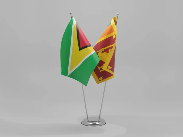 Sri Lanka Guyana Cooperation Flags White Background Render — Stock Photo, Image