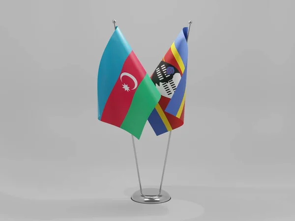 Σημαίες Συνεργασίας Σουαζιλάνδης Αζερμπαϊτζάν Λευκό Φόντο Render — Φωτογραφία Αρχείου
