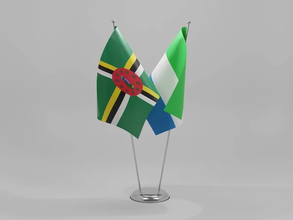Sierra Leone Dominica Samenwerkingsvlaggen Witte Achtergrond Render — Stockfoto