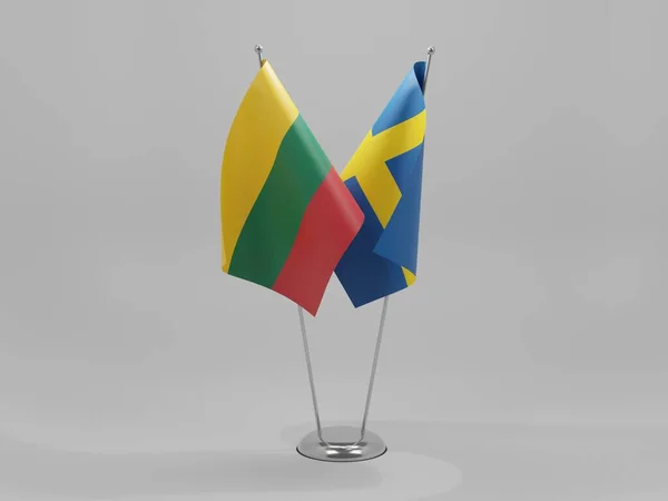 Sweden Lithuania Cooperation Flags White Background Render — Stock Photo, Image