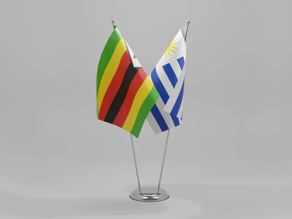 Urugwaj Zimbabwe Flagi Współpracy Białe Tło Render — Zdjęcie stockowe