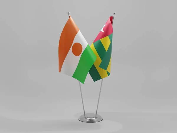 Togo Bandeiras Cooperação Níger Fundo Branco Render — Fotografia de Stock