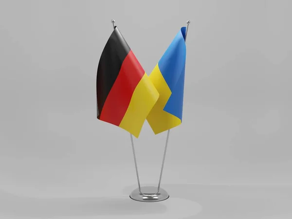Ukraina Niemcy Flagi Współpracy Białe Tło Render — Zdjęcie stockowe