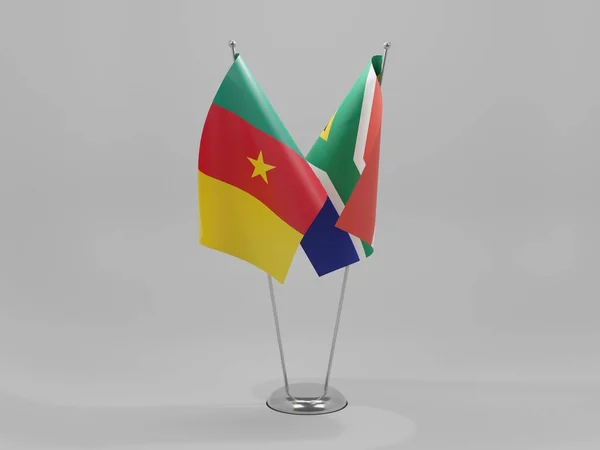 Sudáfrica Banderas Cooperación Camerún Fondo Blanco Render — Foto de Stock