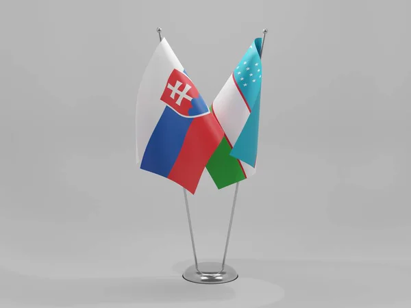 Uzbekistan Slovakia Cooperation Flags White Background Render — Stock Photo, Image