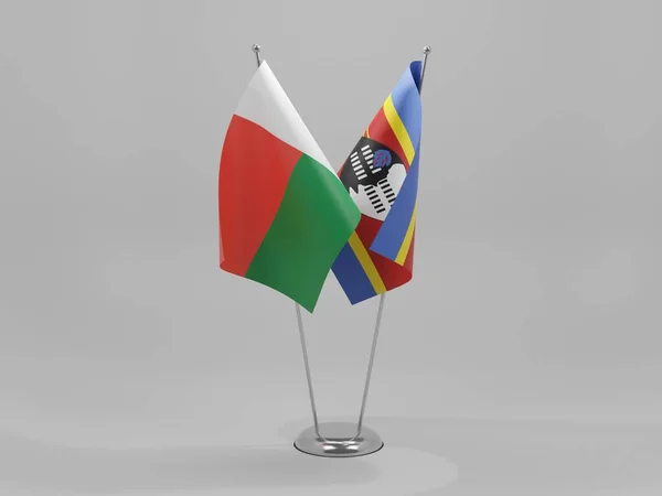 Swaziland Bandiere Cooperazione Del Madagascar Sfondo Bianco Render — Foto Stock