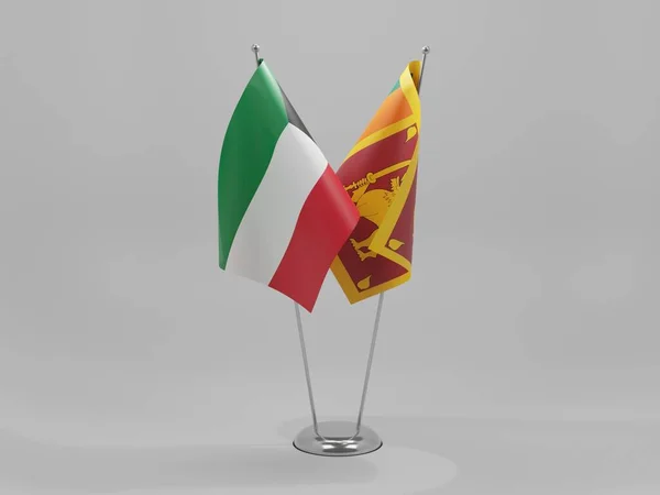Sri Lanka Kuwait Kooperationsflaggen Weißer Hintergrund Render — Stockfoto