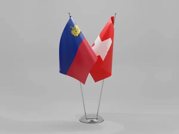Schweiz Liechtenstein Kooperationsflaggen Weißer Hintergrund Render — Stockfoto