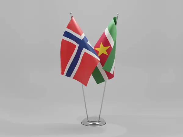 Suriname Norway Cooperation Flags White Background Render — Stock Photo, Image